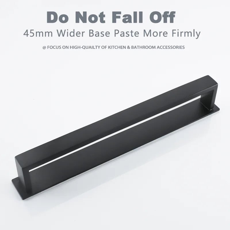 Black Stainless Steel Self-Adhesive Towel Rack – No Drill Wall Mount