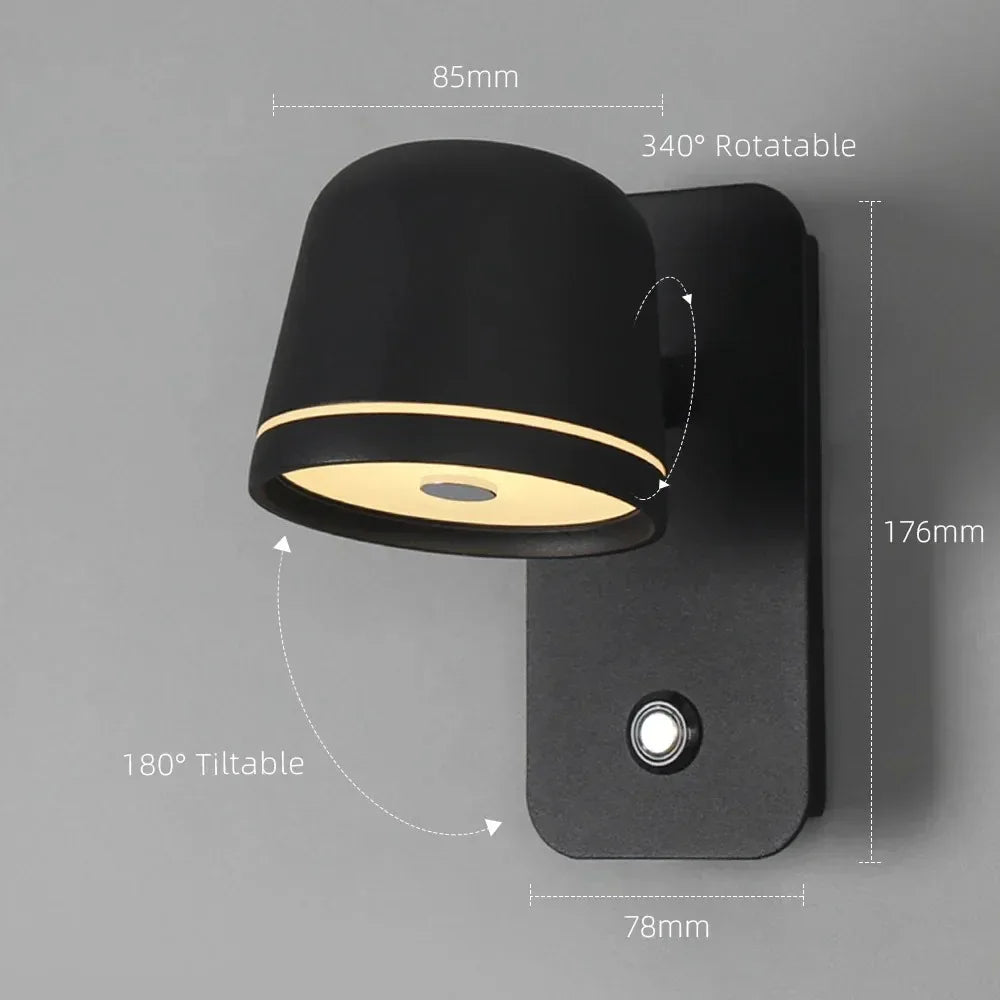 LED Touch Wall Sconce – Dimmable, 3-CCT, Rotatable Bedside Light