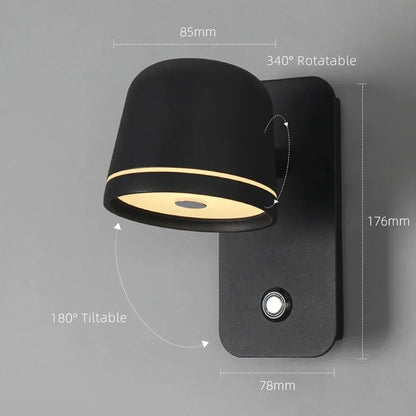 LED Touch Wall Sconce – Dimmable, 3-CCT, Rotatable Bedside Light