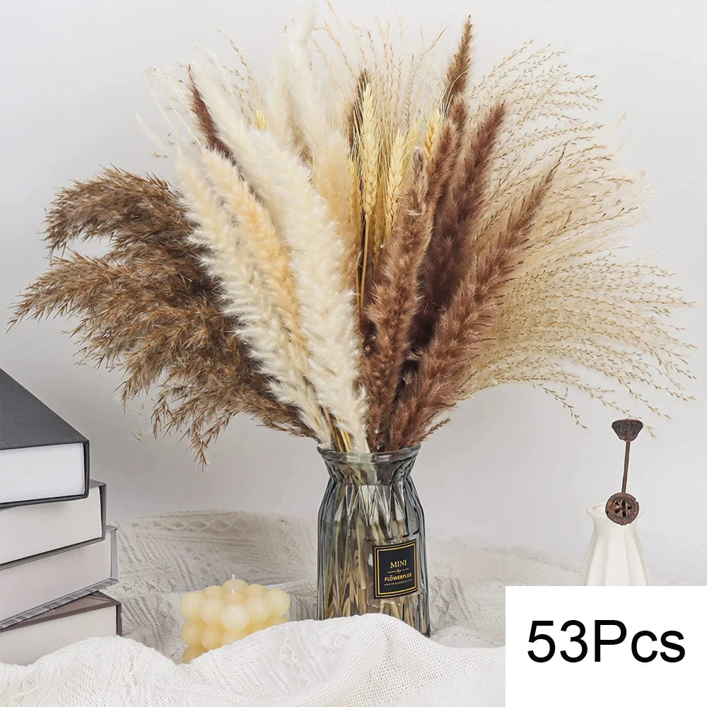 Natural Dried Pampas & Bunny Tails Bouquet – Boho Vase Decor