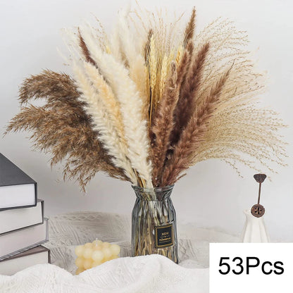 Natural Dried Pampas & Bunny Tails Bouquet – Boho Vase Decor
