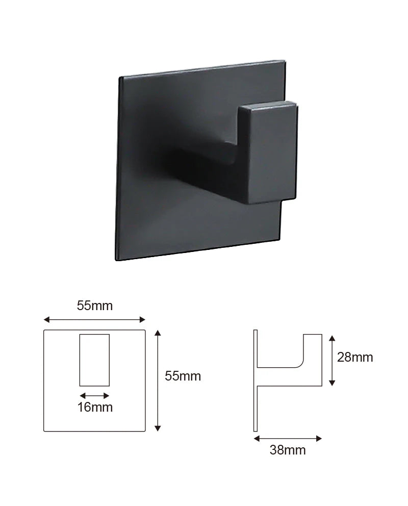 Black Self-Adhesive Wall Hooks – 3M Towel & Coat Hanger