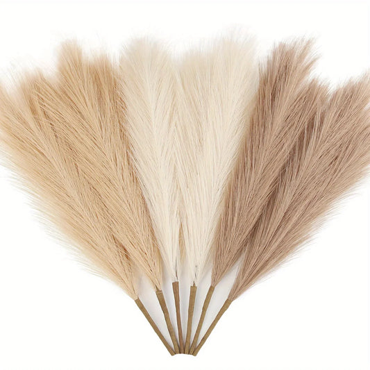 6PCS Artificial Pampas Grass – Fake Reed Flowers for DIY, Wedding, Table, Home & Christmas Decor