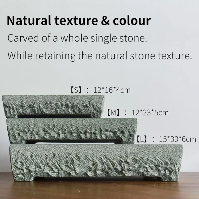 Natural Stone Trough Flowerpot — Retro Creative Vase for Home & Office Table