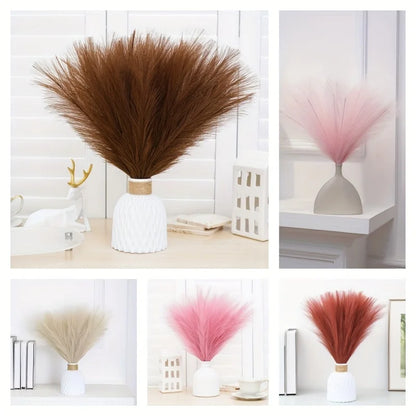 10Pc 14in Faux Pampas Grass Boho Wedding & Home Decor
