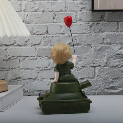 Banksy-Inspired Heart Balloon Girl Sculpture – Modern Home Decor