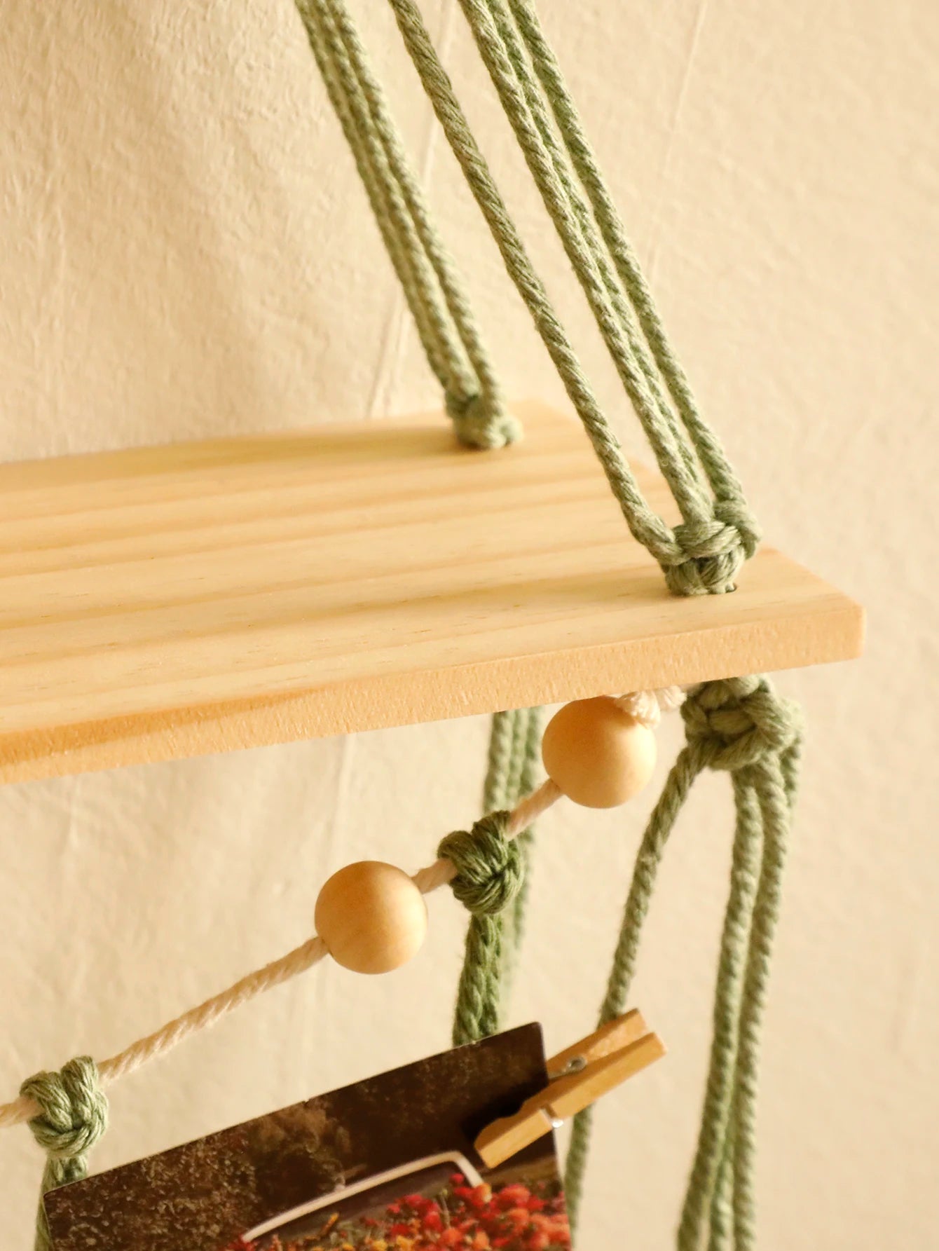 Boho Leaf Macrame Floating Wall Shelf — Tapestry Art Home Decor Display