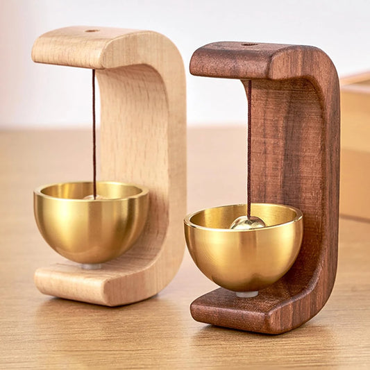 Brass & Wooden Magnetic Doorbell Chime — Self-Adhesive Home Decoration