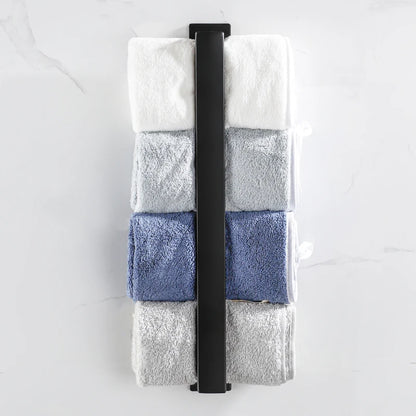 Black Stainless Steel Self-Adhesive Towel Rack – No Drill Wall Mount