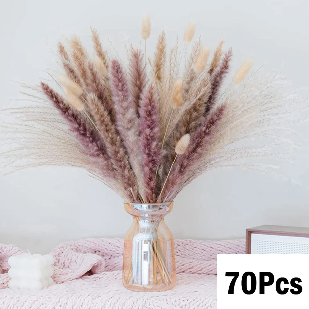 Natural Dried Pampas & Bunny Tails Bouquet – Boho Vase Decor