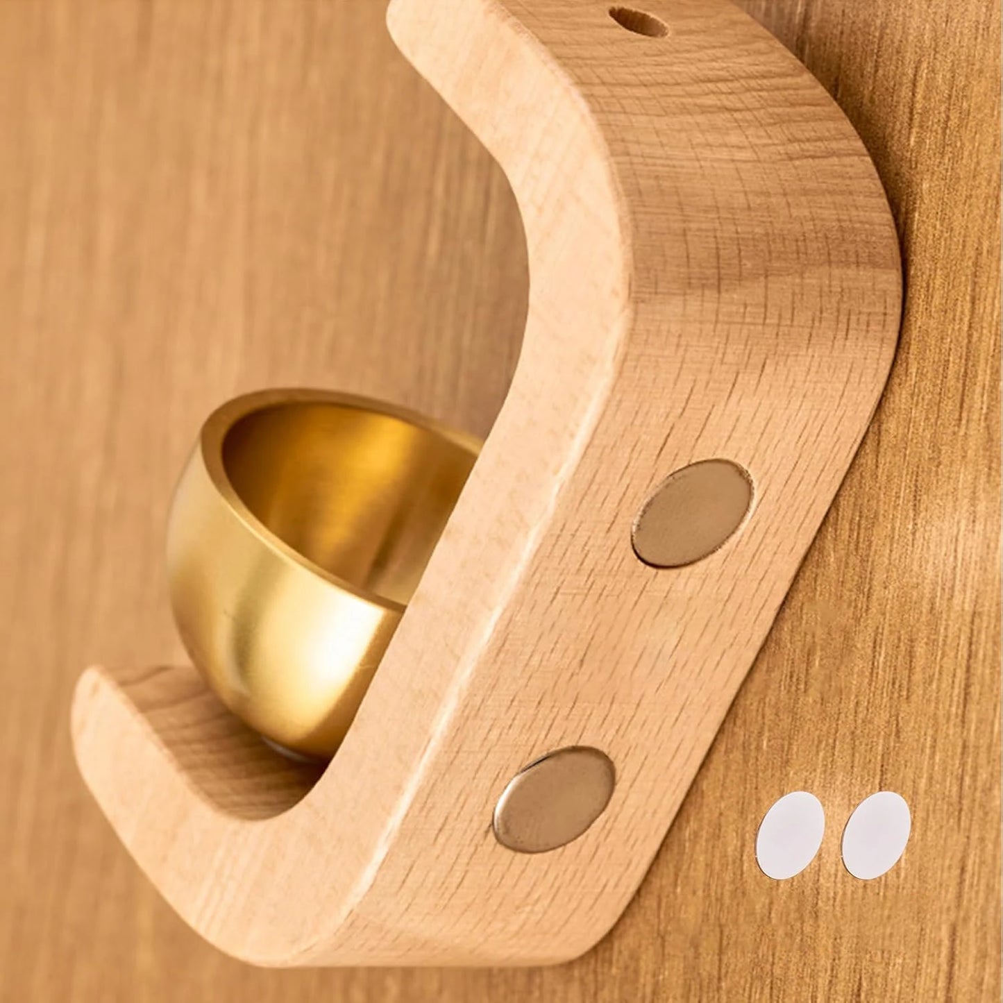 Brass & Wooden Magnetic Doorbell Chime — Self-Adhesive Home Decoration