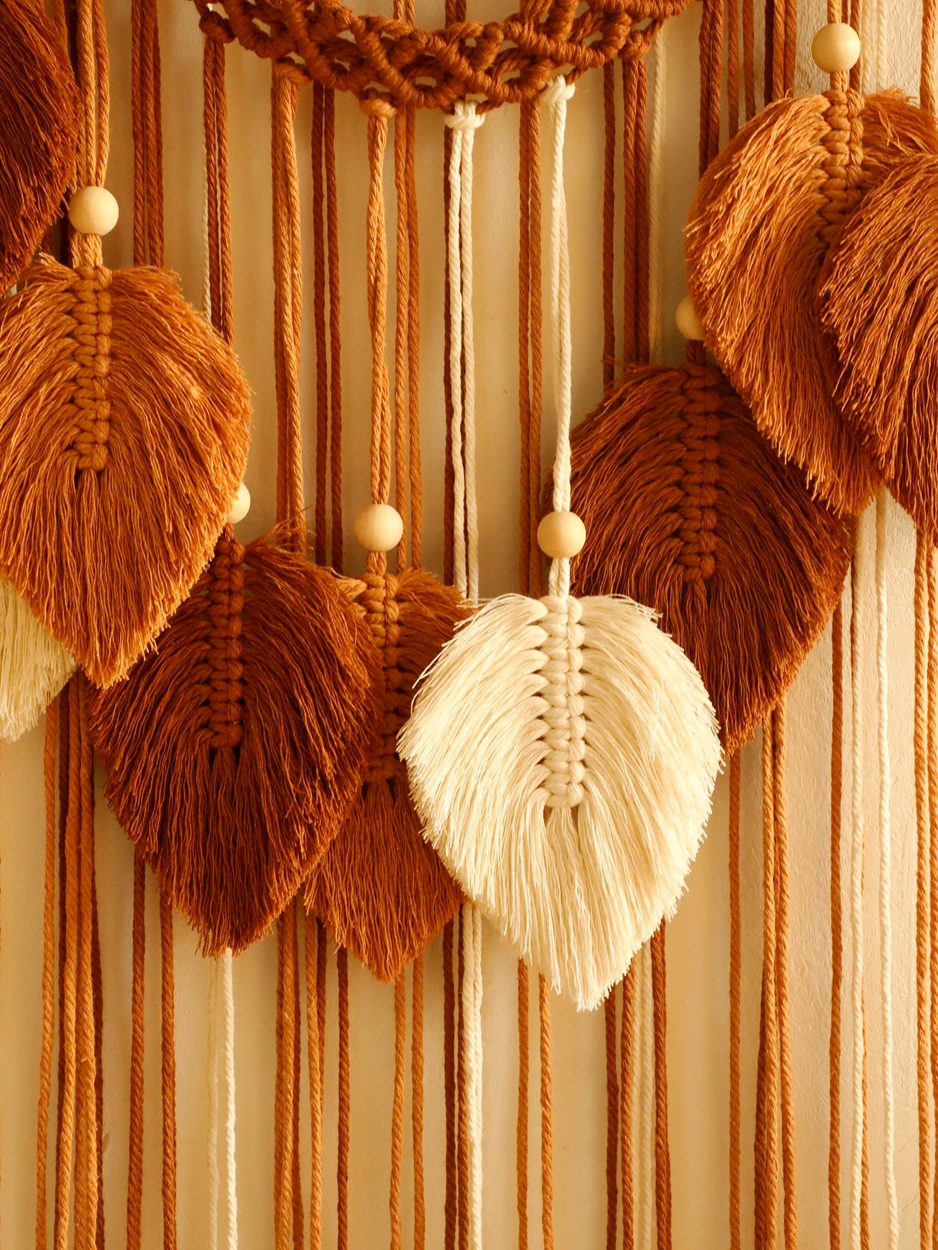 Leaf Macrame Wall Hanging, Brown & Green Boho Tapestry