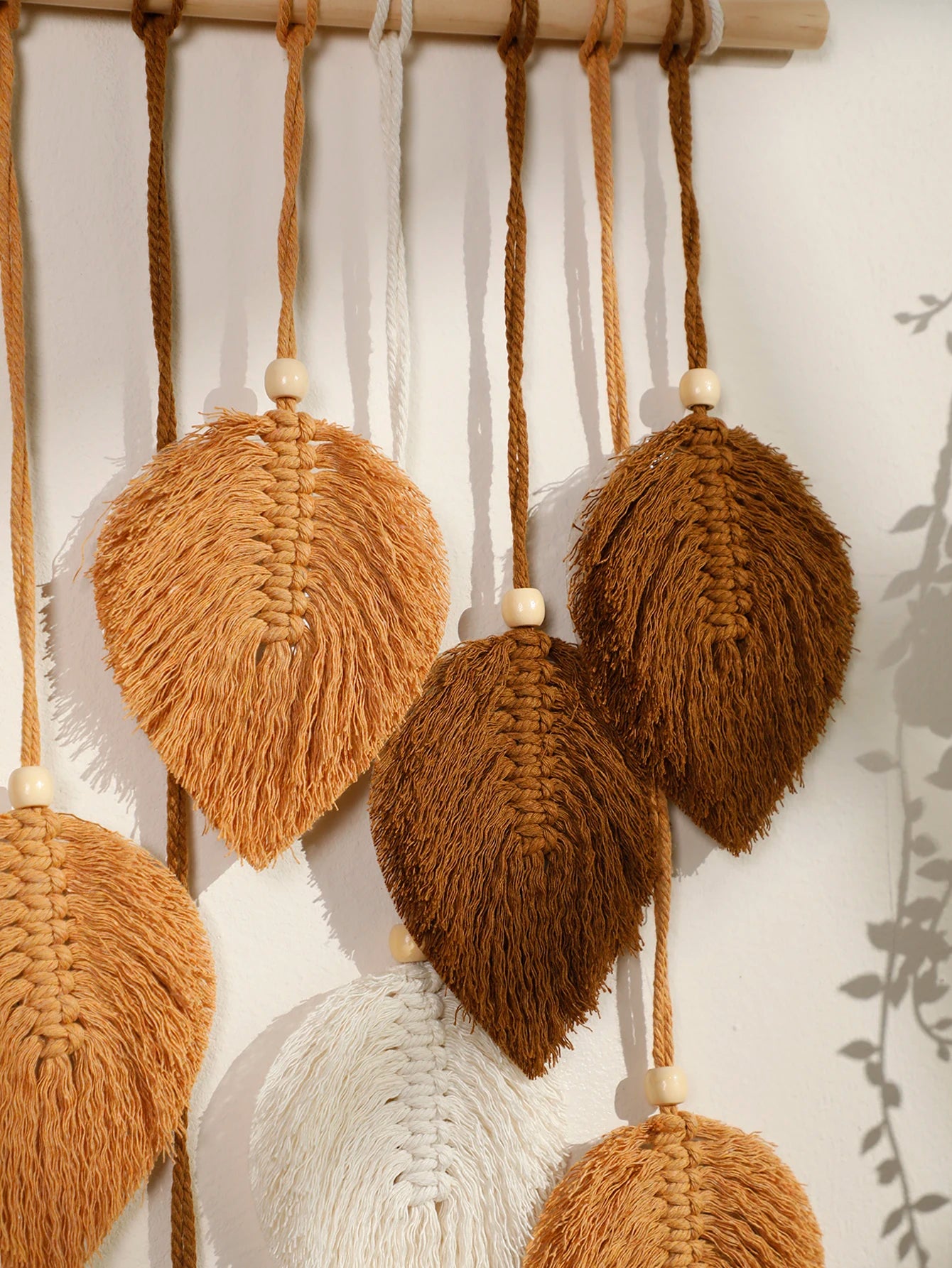 Leaf Macrame Wall Hanging, Brown & Green Boho Tapestry