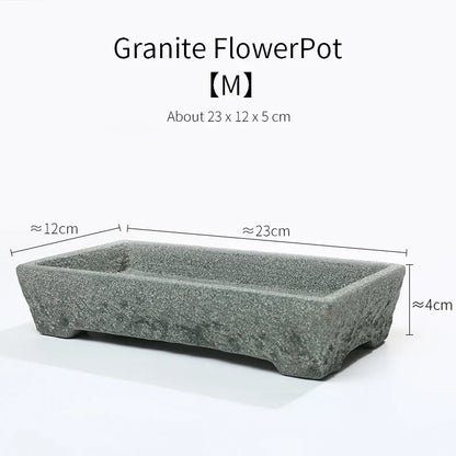 Natural Stone Trough Flowerpot — Retro Creative Vase for Home & Office Table