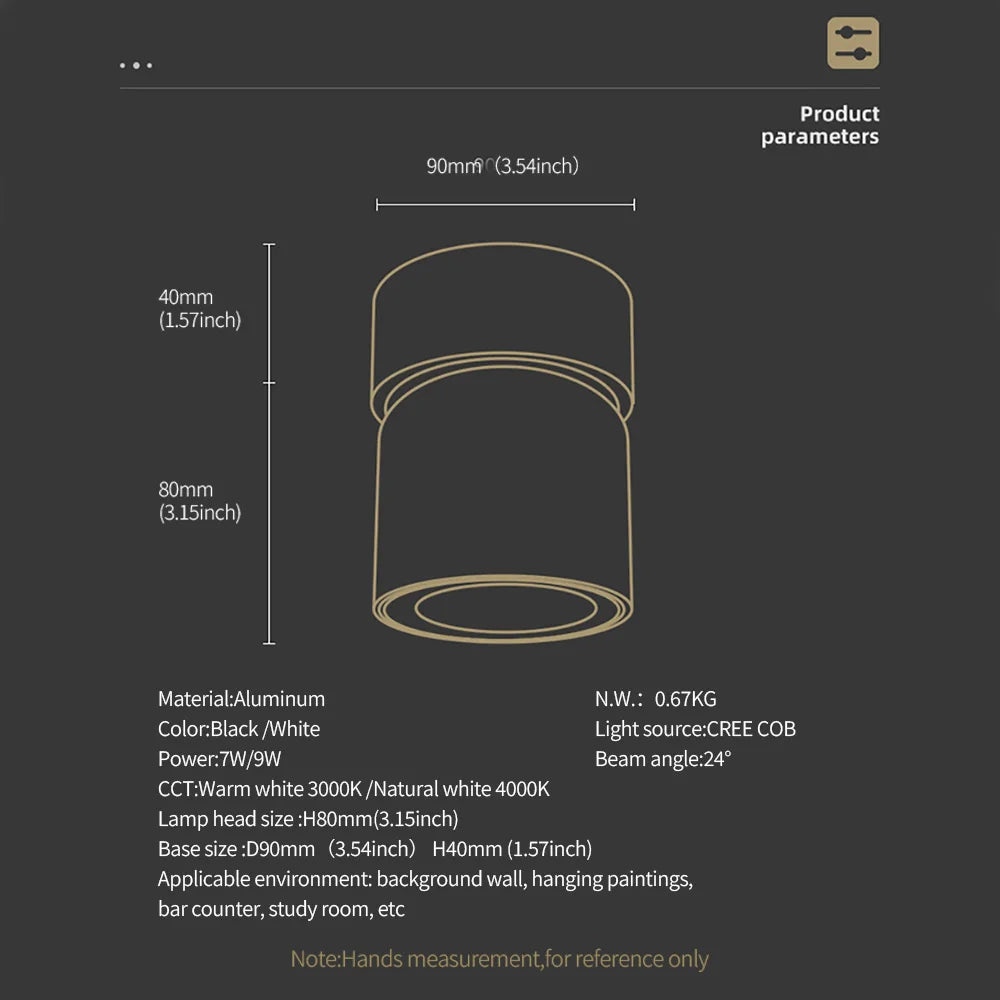 LED Ceiling Spotlight – 360° Rotatable, 7W/9W, Surface Mounted 