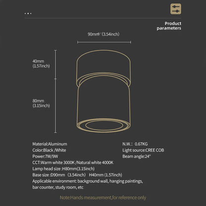 LED Ceiling Spotlight – 360° Rotatable, 7W/9W, Surface Mounted 
