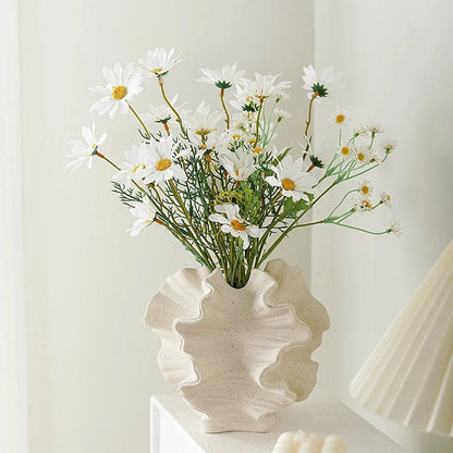 Minimalist Beige Ceramic Vase – Nordic Coral-Inspired Decor for Elegant Living Room Displays
