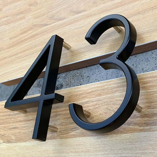 Metal House Number Sign – 125mm Black Floating Plate