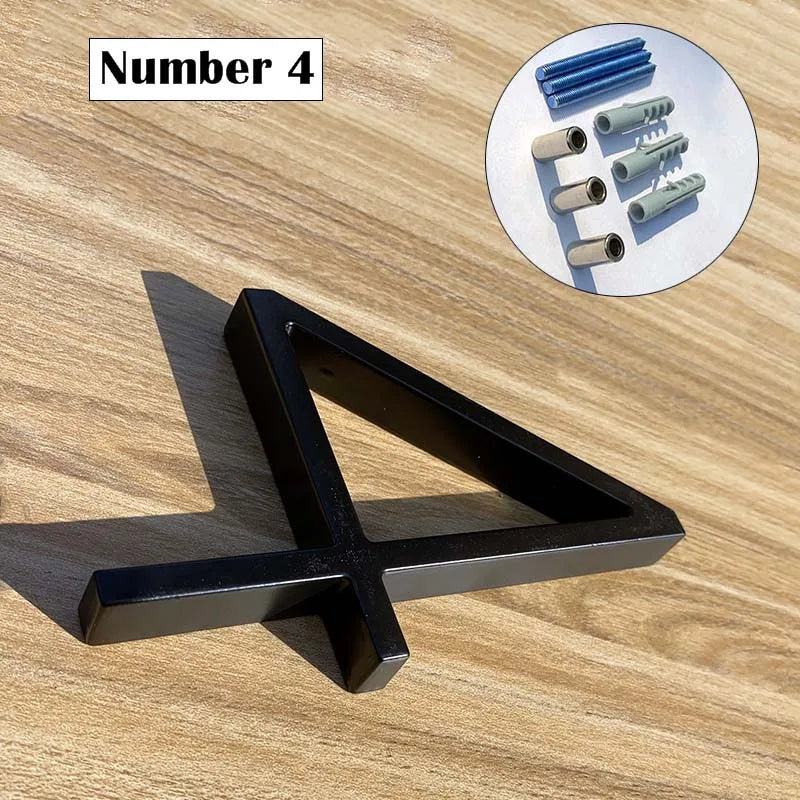 Metal House Number Sign – 125mm Black Floating Plate