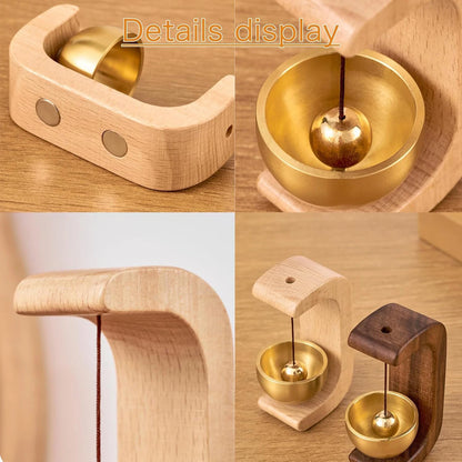 Brass & Wooden Magnetic Doorbell Chime — Self-Adhesive Home Decoration