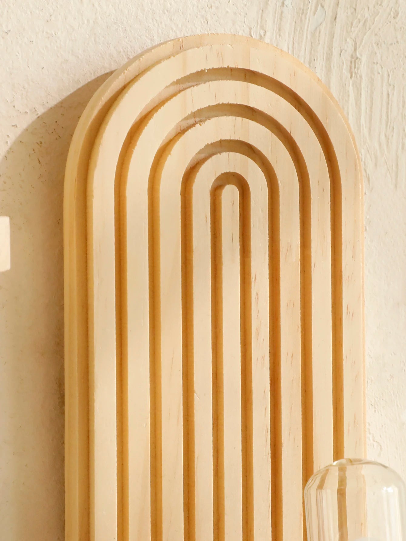 1Pc Boho Geometric Wooden Wall Shelf — Natural Wood, Modern Decor
