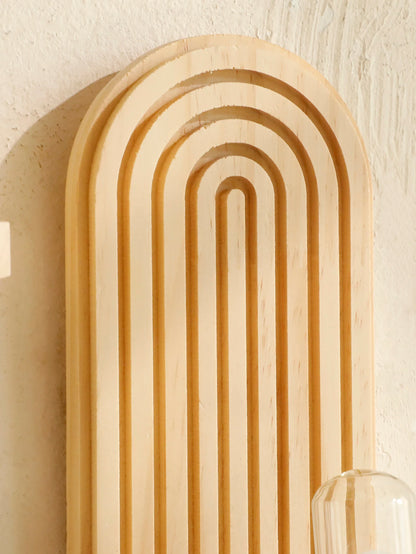 1Pc Boho Geometric Wooden Wall Shelf — Natural Wood, Modern Decor