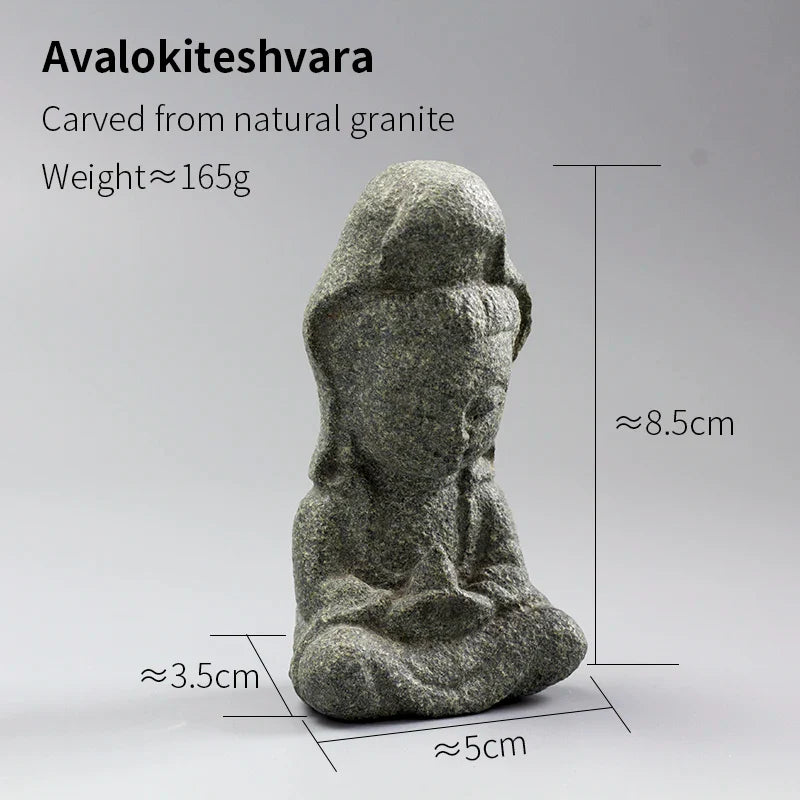 Granite Avalokitesvara Buddha Statue — Meditation Figurine & Home Decor