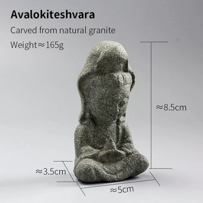 Granite Avalokitesvara Buddha Statue — Meditation Figurine & Home Decor