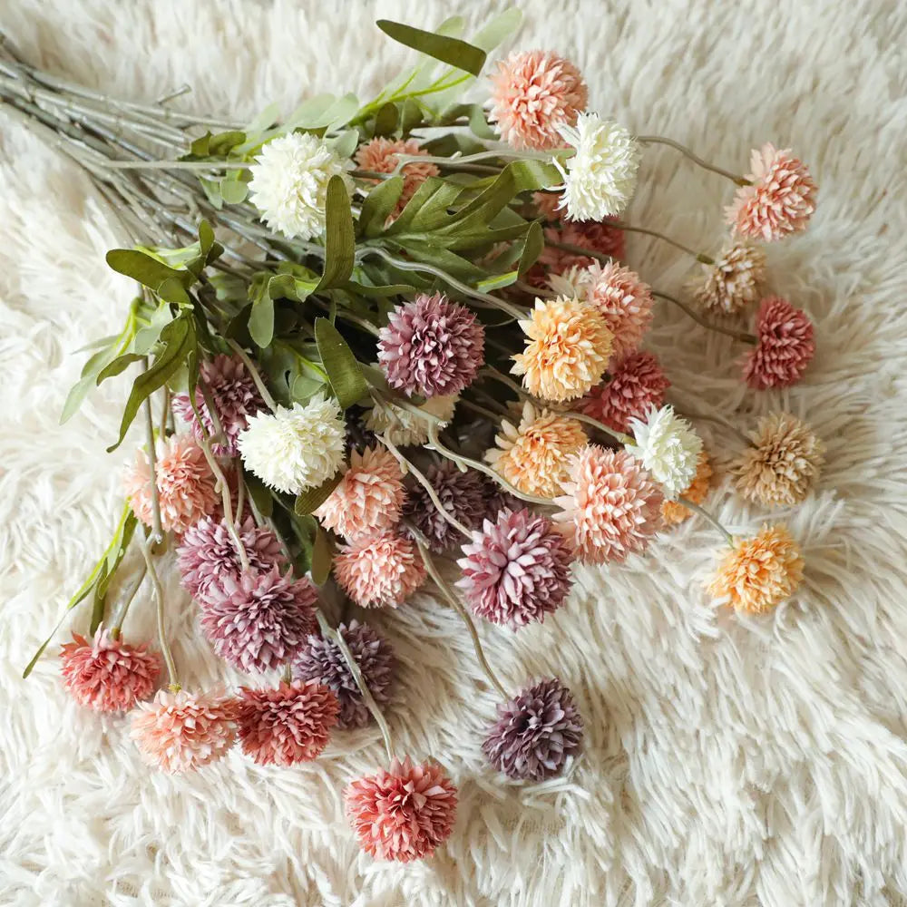 5-Head Artificial Dandelion Bouquet – Wedding, Home, Party & Christmas Decor