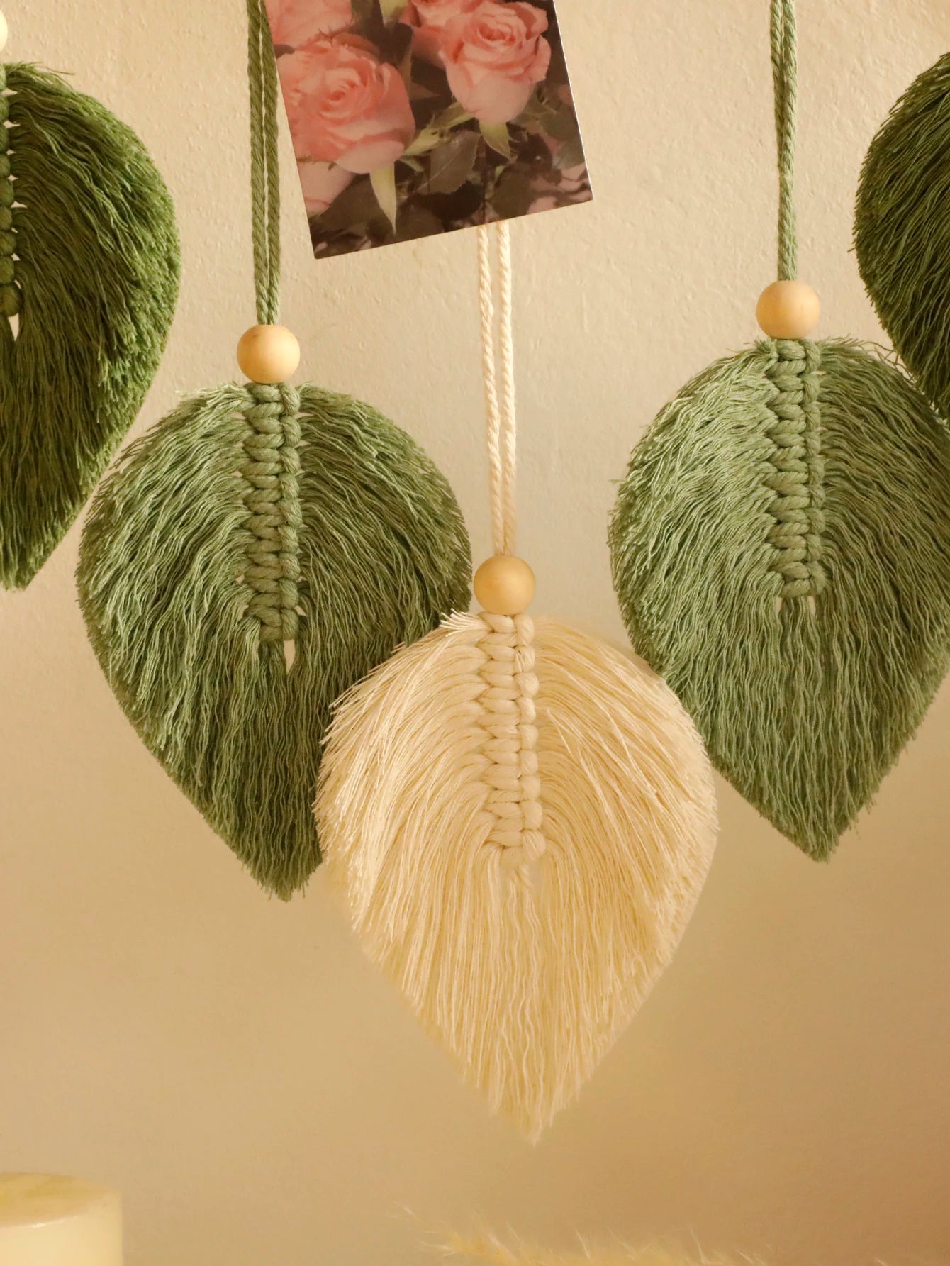 Boho Leaf Macrame Floating Wall Shelf — Tapestry Art Home Decor Display