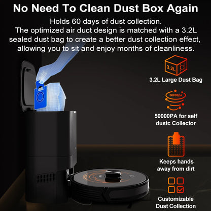 K30 Robot Vacuum – Self-Cleaning, Dual Laser, UV Spot Clean, 240min Runtime, Smart Carpet Wash