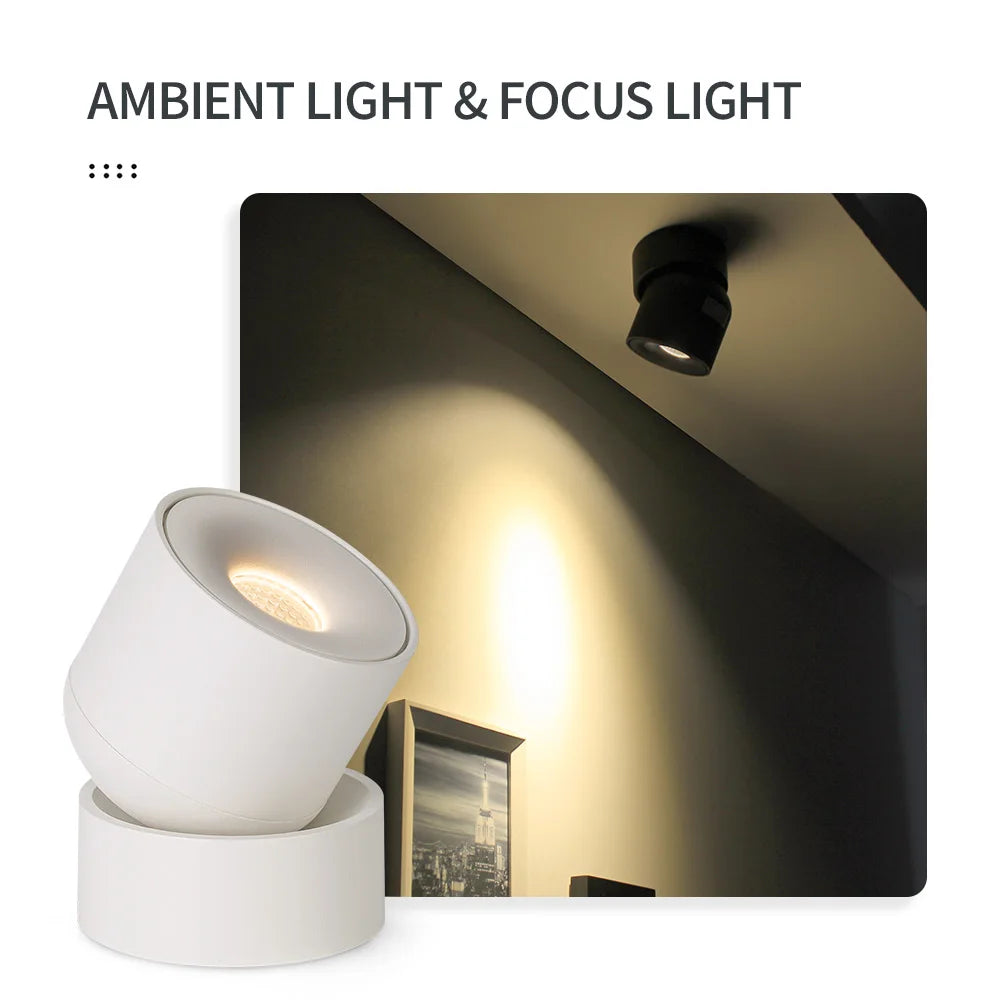 LED Ceiling Spotlight – 360° Rotatable, 7W/9W, Surface Mounted 