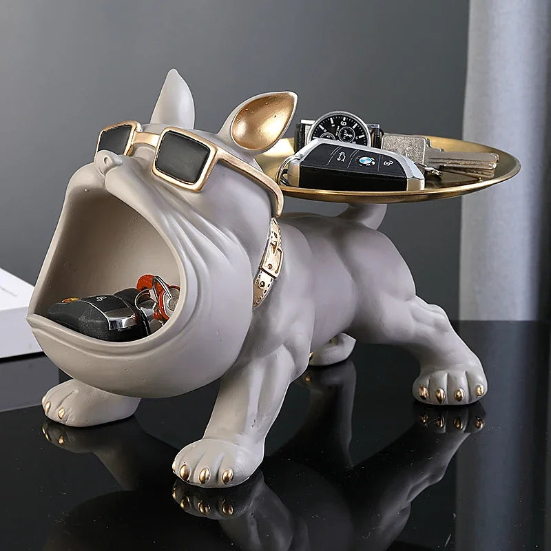 Bulldog Figurine Storage Box – 30Cm Resin Dog Ornament