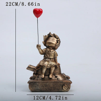 Banksy-Inspired Heart Balloon Girl Sculpture – Modern Home Decor