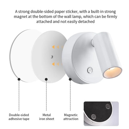 2Pcs Magnetic LED Wall Spotlights – USB Rechargeable, Wireless & Portable