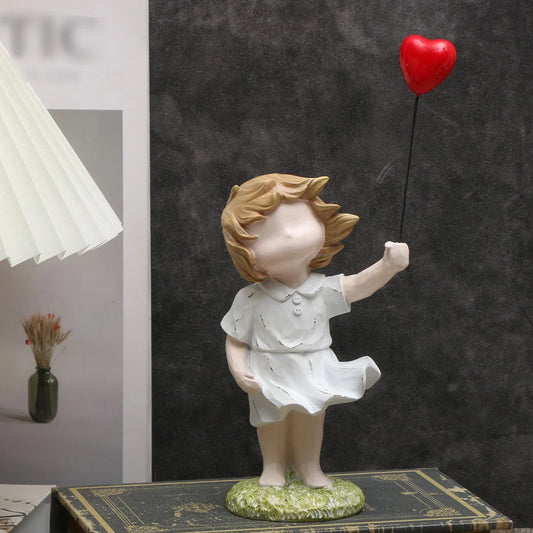 Banksy-Inspired Heart Balloon Girl Sculpture – Modern Home Decor