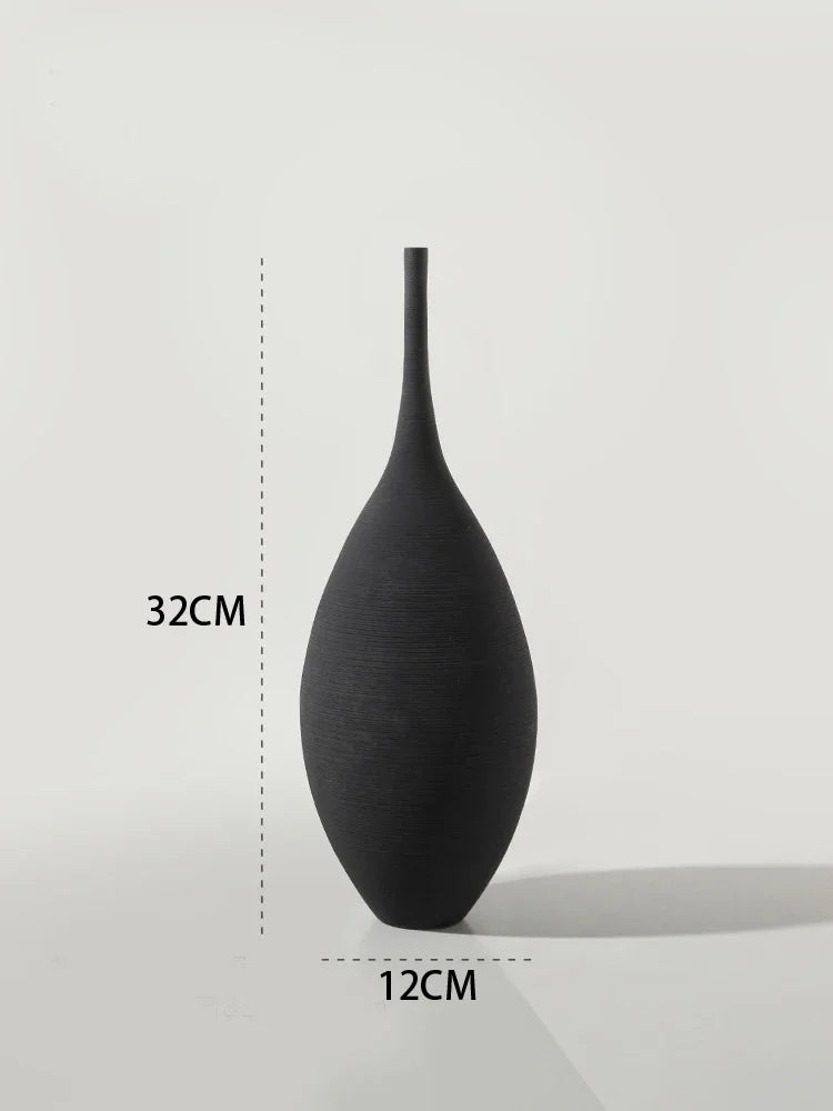 Minimalist Handmade Zen Ceramic Vase – Black & White Art Decor