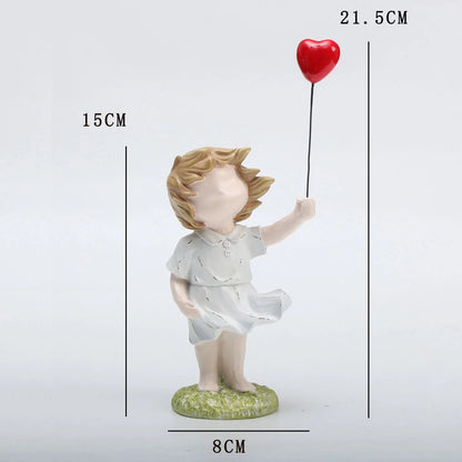 Banksy-Inspired Heart Balloon Girl Sculpture – Modern Home Decor