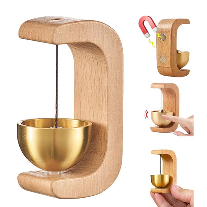 Brass & Wooden Magnetic Doorbell Chime — Self-Adhesive Home Decoration
