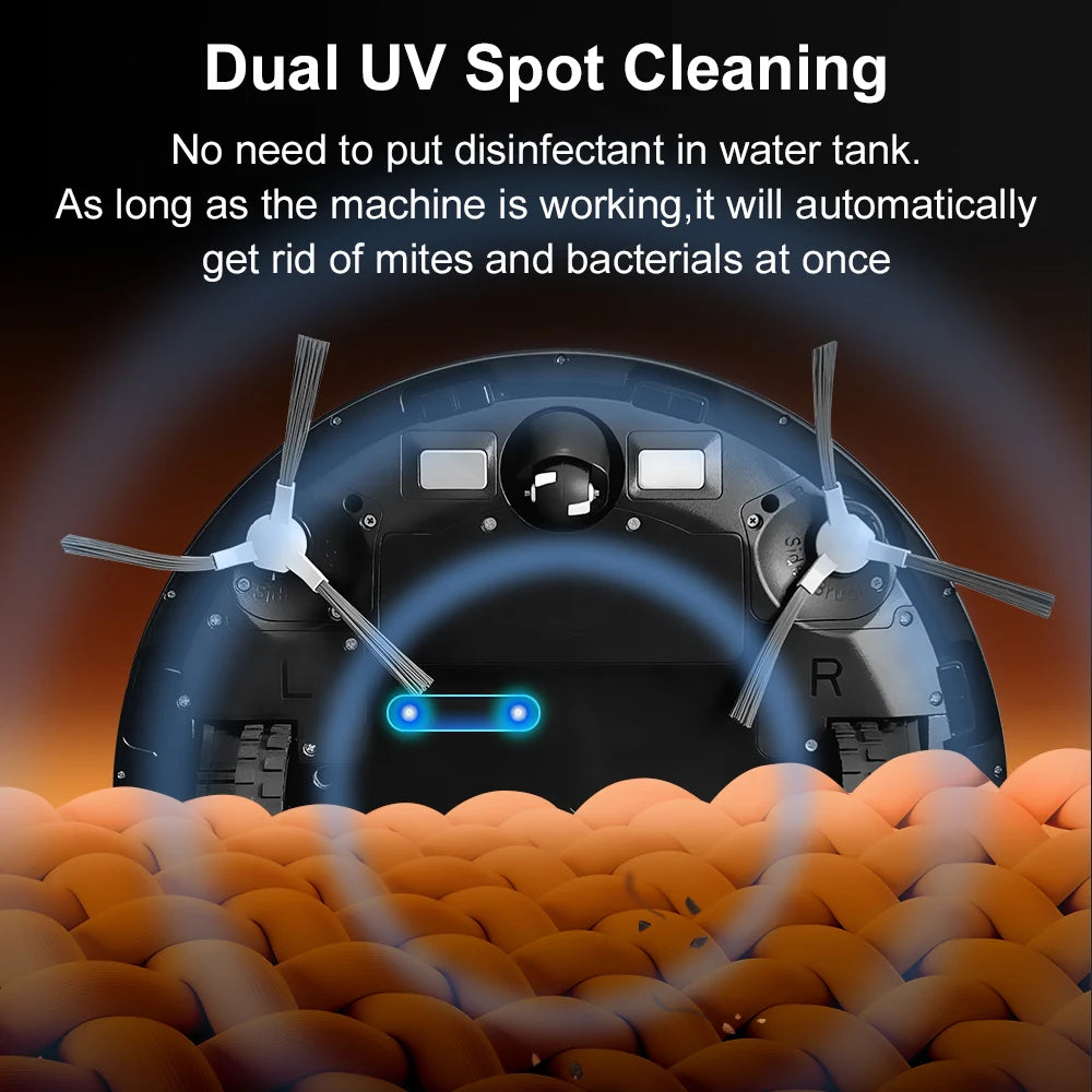 K30 Robot Vacuum – Self-Cleaning, Dual Laser, UV Spot Clean, 240min Runtime, Smart Carpet Wash