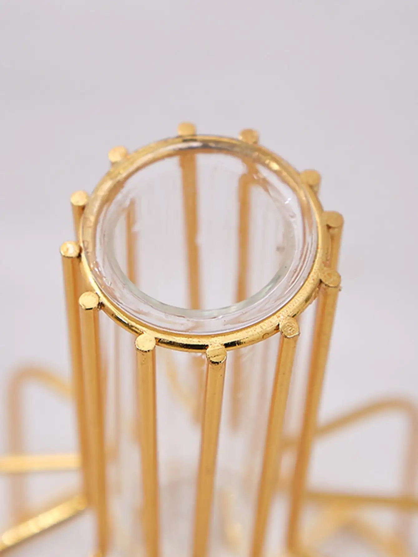 Gold Wrought Iron Test Tube Vase – Hydroponic Container for Living Room Decor