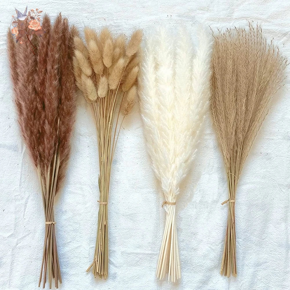 Natural Dried Pampas & Bunny Tails Bouquet – Boho Vase Decor