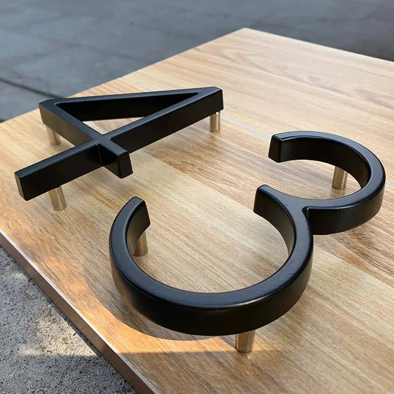 Metal House Number Sign – 125mm Black Floating Plate