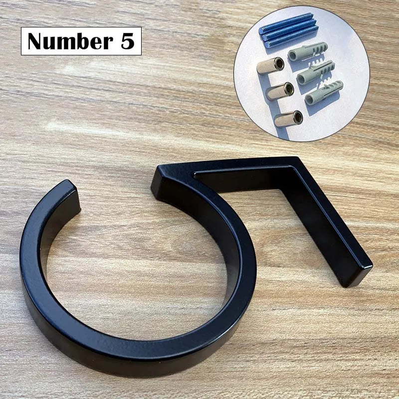 Metal House Number Sign – 125mm Black Floating Plate