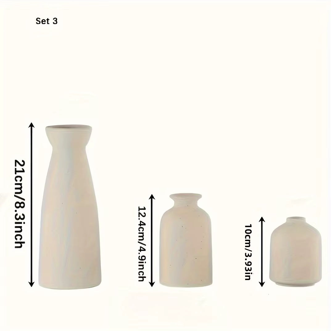 Set of 3 Rustic Ceramic Vases – Modern Home Decor